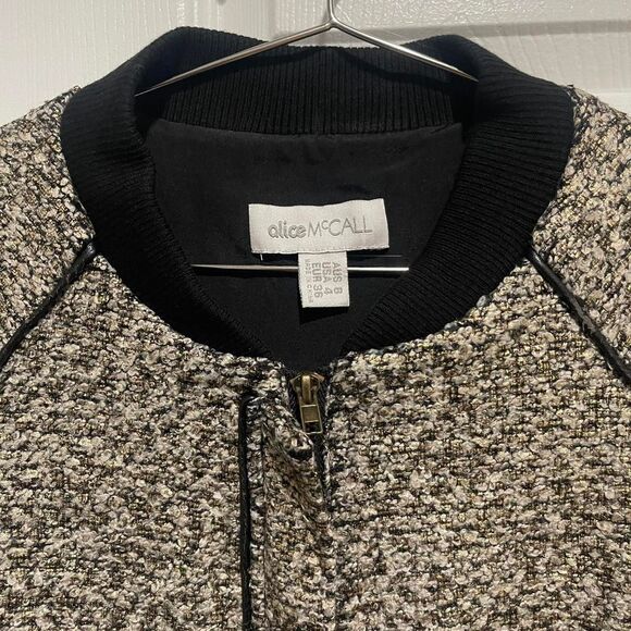 Alice McCall black and gold tweed bomber jacket - Picture 2 of 4